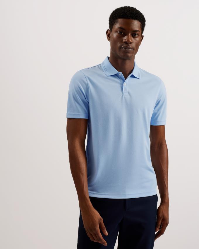 Polo Ted Baker Regular Fit With Ribbed Collar Bleu Clair Homme | CON-07767604